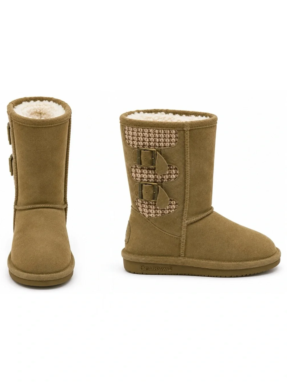 Bearpaw Hickory Boshie Youth Faux Fur Mid-Calf Casual Boots Girls Size 4
